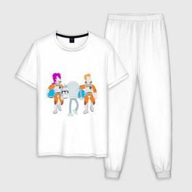 Мужская пижама хлопок с принтом Футурама - Бендер держит голову в Тюмени, 100% хлопок | брюки и футболка прямого кроя, без карманов, на брюках мягкая резинка на поясе и по низу штанин
 | bender | futurama | бендер | футурама