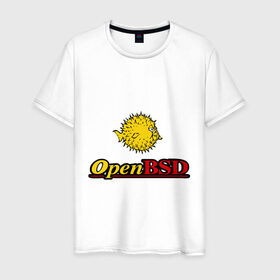 Мужская футболка хлопок с принтом Open BSD в Тюмени, 100% хлопок | прямой крой, круглый вырез горловины, длина до линии бедер, слегка спущенное плечо. | linux | openbsd | линукс | программа | софт