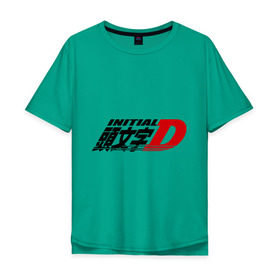 Мужская футболка хлопок Oversize с принтом Initial D в Тюмени, 100% хлопок | свободный крой, круглый ворот, “спинка” длиннее передней части | jdm style | авто | автомобиль | логотип аниме 