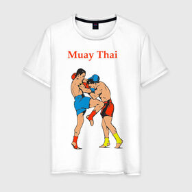 Мужская футболка хлопок с принтом Муай тай (5) в Тюмени, 100% хлопок | прямой крой, круглый вырез горловины, длина до линии бедер, слегка спущенное плечо. | муай тай