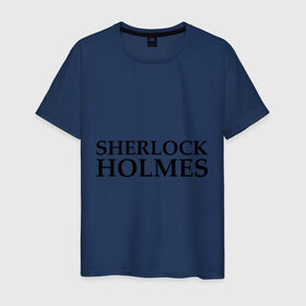 Мужская футболка хлопок с принтом Sherlock Holmes в Тюмени, 100% хлопок | прямой крой, круглый вырез горловины, длина до линии бедер, слегка спущенное плечо. | Тематика изображения на принте: sherlock holmes | sherlock holmesholmes | холмс | шерлок холмс