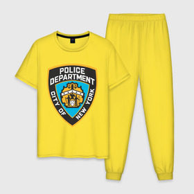 Мужская пижама хлопок с принтом N.Y.P.D. в Тюмени, 100% хлопок | брюки и футболка прямого кроя, без карманов, на брюках мягкая резинка на поясе и по низу штанин
 | new york | nypd | police | police department | нью йорк