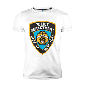 Мужская футболка премиум с принтом N.Y.P.D. в Тюмени, 92% хлопок, 8% лайкра | приталенный силуэт, круглый вырез ворота, длина до линии бедра, короткий рукав | new york | nypd | police | police department | нью йорк