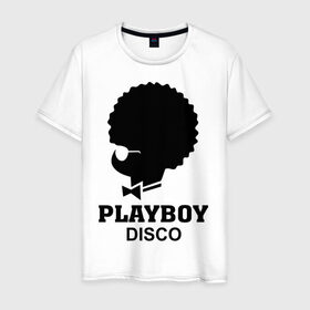 Мужская футболка хлопок с принтом Playboy disco в Тюмени, 100% хлопок | прямой крой, круглый вырез горловины, длина до линии бедер, слегка спущенное плечо. | disco | play boy | playboy | диско | зайчик | плей бой | плейбой