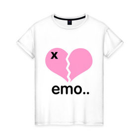 Женская футболка хлопок с принтом Сердце эмо в Тюмени, 100% хлопок | прямой крой, круглый вырез горловины, длина до линии бедер, слегка спущенное плечо | emo | пловинка сердца | розовое сердце | сердце | сердце эмо | субкультуры | эмо