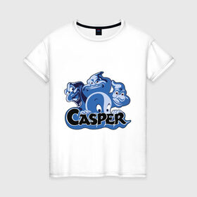 Женская футболка хлопок с принтом Casper в Тюмени, 100% хлопок | прямой крой, круглый вырез горловины, длина до линии бедер, слегка спущенное плечо | casper | каспер | мультик | привидение