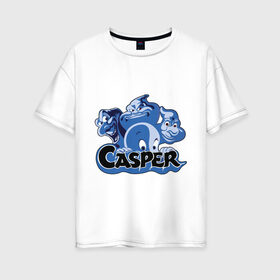 Женская футболка хлопок Oversize с принтом Casper в Тюмени, 100% хлопок | свободный крой, круглый ворот, спущенный рукав, длина до линии бедер
 | casper | каспер | мультик | привидение