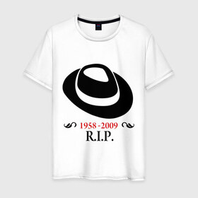 Мужская футболка хлопок с принтом Michael Jackson в Тюмени, 100% хлопок | прямой крой, круглый вырез горловины, длина до линии бедер, слегка спущенное плечо. | Тематика изображения на принте: 