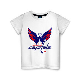 Детская футболка хлопок с принтом Овечкин (Washington Capitals) в Тюмени, 100% хлопок | круглый вырез горловины, полуприлегающий силуэт, длина до линии бедер | национальная хоккейная лига | нхл