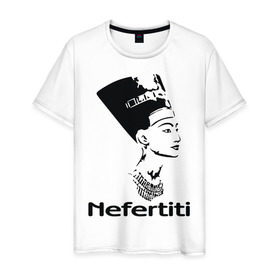 Мужская футболка хлопок с принтом Nefertiti в Тюмени, 100% хлопок | прямой крой, круглый вырез горловины, длина до линии бедер, слегка спущенное плечо. | nefertiti | древний египет | египет | мумия | нефертити | портрет