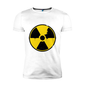 Мужская футболка премиум с принтом Радиоактивность в Тюмени, 92% хлопок, 8% лайкра | приталенный силуэт, круглый вырез ворота, длина до линии бедра, короткий рукав | знак радиации | предупреждение | радиация | радиоактивность | угрозы