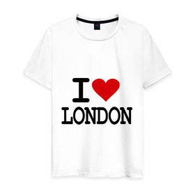 Мужская футболка хлопок с принтом I love London в Тюмени, 100% хлопок | прямой крой, круглый вырез горловины, длина до линии бедер, слегка спущенное плечо. | лондон