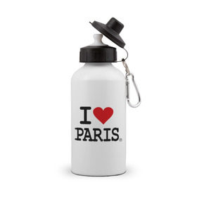 Бутылка спортивная с принтом I love Paris в Тюмени, металл | емкость — 500 мл, в комплекте две пластиковые крышки и карабин для крепления | i love | i love paris | европа | париж | франция | французский | я люблю париж