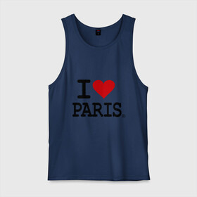 Мужская майка хлопок с принтом I love Paris в Тюмени, 100% хлопок |  | Тематика изображения на принте: i love | i love paris | европа | париж | франция | французский | я люблю париж