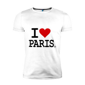 Мужская футболка премиум с принтом I love Paris в Тюмени, 92% хлопок, 8% лайкра | приталенный силуэт, круглый вырез ворота, длина до линии бедра, короткий рукав | Тематика изображения на принте: i love | i love paris | европа | париж | франция | французский | я люблю париж