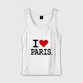 Женская майка хлопок с принтом I love Paris в Тюмени, 95% хлопок, 5% эластан |  | Тематика изображения на принте: i love | i love paris | европа | париж | франция | французский | я люблю париж