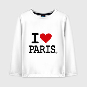 Детский лонгслив хлопок с принтом I love Paris в Тюмени, 100% хлопок | круглый вырез горловины, полуприлегающий силуэт, длина до линии бедер | Тематика изображения на принте: i love | i love paris | европа | париж | франция | французский | я люблю париж