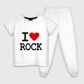 Детская пижама хлопок с принтом I love Rock в Тюмени, 100% хлопок |  брюки и футболка прямого кроя, без карманов, на брюках мягкая резинка на поясе и по низу штанин
 | Тематика изображения на принте: i love | i love rock | love rock | rock | люблю рок | рок | рок музыка | рокер