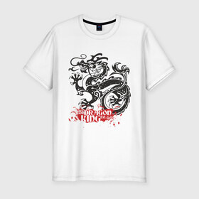 Мужская футболка премиум с принтом Dragon (7) в Тюмени, 92% хлопок, 8% лайкра | приталенный силуэт, круглый вырез ворота, длина до линии бедра, короткий рукав | dragon | street art | urban style | дракон | китайский дракон | принт | уличный стиль | урбан стайл | фешн