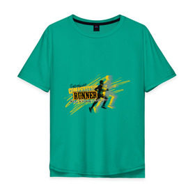 Мужская футболка хлопок Oversize с принтом Runner в Тюмени, 100% хлопок | свободный крой, круглый ворот, “спинка” длиннее передней части | бег | бегун | легкая атлетика | марафон | марафонец | спринт | спринтер