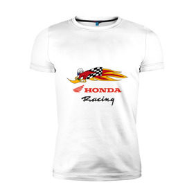 Мужская футболка премиум с принтом Honda-Racing в Тюмени, 92% хлопок, 8% лайкра | приталенный силуэт, круглый вырез ворота, длина до линии бедра, короткий рукав | auto | honda | racing | авто | автобренды | автобрэнды | автогонки | автомобиль | автомобильные | гонки | стритрейсинг | тачки | хонда