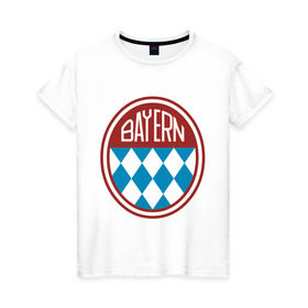 Женская футболка хлопок с принтом Бавария (2) в Тюмени, 100% хлопок | прямой крой, круглый вырез горловины, длина до линии бедер, слегка спущенное плечо | bayern | байрен | фк bayern | фк баварии | фк байрен | футбол | футбол бавария | футбольный клуб bayern