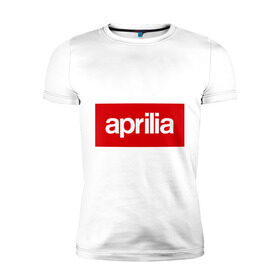 Мужская футболка премиум с принтом Aprilia в Тюмени, 92% хлопок, 8% лайкра | приталенный силуэт, круглый вырез ворота, длина до линии бедра, короткий рукав | aprilia | априла | байер | байк | моотоцикл | мотик | мото