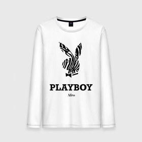 Мужской лонгслив хлопок с принтом Afro PlayBoy в Тюмени, 100% хлопок |  | boy | play | playboy | бой | зайчик | заяц | плей | плейбой | плэйбой