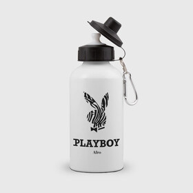 Бутылка спортивная с принтом Afro PlayBoy в Тюмени, металл | емкость — 500 мл, в комплекте две пластиковые крышки и карабин для крепления | boy | play | playboy | бой | зайчик | заяц | плей | плейбой | плэйбой
