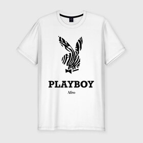 Мужская футболка премиум с принтом Afro PlayBoy в Тюмени, 92% хлопок, 8% лайкра | приталенный силуэт, круглый вырез ворота, длина до линии бедра, короткий рукав | boy | play | playboy | бой | зайчик | заяц | плей | плейбой | плэйбой