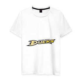 Мужская футболка хлопок с принтом Anaheim Ducks Selanne в Тюмени, 100% хлопок | прямой крой, круглый вырез горловины, длина до линии бедер, слегка спущенное плечо. | anaheim ducks | nxl | калифорния | нацинальная лига | нхл | сша | хокей | хоккей