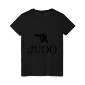 Женская футболка хлопок с принтом Дзюдо в Тюмени, 100% хлопок | прямой крой, круглый вырез горловины, длина до линии бедер, слегка спущенное плечо | дзюдо