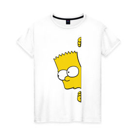 Женская футболка хлопок с принтом Bart Simpson (3) в Тюмени, 100% хлопок | прямой крой, круглый вырез горловины, длина до линии бедер, слегка спущенное плечо | гомер