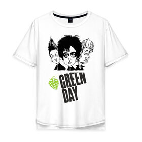 Мужская футболка хлопок Oversize с принтом Green Day в Тюмени, 100% хлопок | свободный крой, круглый ворот, “спинка” длиннее передней части | green day