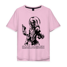 Мужская футболка хлопок Oversize с принтом Iron Maden с демоном в Тюмени, 100% хлопок | свободный крой, круглый ворот, “спинка” длиннее передней части | iron maden | rock | демон | панк | рок | эмблема iron maden
