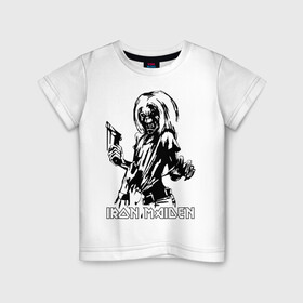 Детская футболка хлопок с принтом Iron Maden с демоном в Тюмени, 100% хлопок | круглый вырез горловины, полуприлегающий силуэт, длина до линии бедер | iron maden | rock | демон | панк | рок | эмблема iron maden