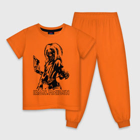 Детская пижама хлопок с принтом Iron Maden с демоном в Тюмени, 100% хлопок |  брюки и футболка прямого кроя, без карманов, на брюках мягкая резинка на поясе и по низу штанин
 | iron maden | rock | демон | панк | рок | эмблема iron maden