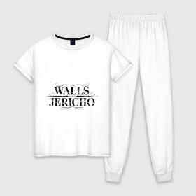 Женская пижама хлопок с принтом Walls Jericho в Тюмени, 100% хлопок | брюки и футболка прямого кроя, без карманов, на брюках мягкая резинка на поясе и по низу штанин | 