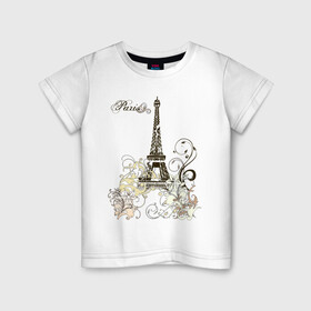 Детская футболка хлопок с принтом Paris (2) в Тюмени, 100% хлопок | круглый вырез горловины, полуприлегающий силуэт, длина до линии бедер | башня | париж | парижане | франция | французский | французы | эйфелева