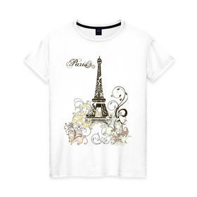 Женская футболка хлопок с принтом Paris (2) в Тюмени, 100% хлопок | прямой крой, круглый вырез горловины, длина до линии бедер, слегка спущенное плечо | башня | париж | парижане | франция | французский | французы | эйфелева
