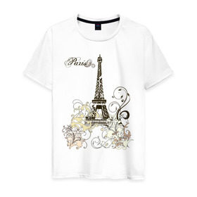 Мужская футболка хлопок с принтом Paris (2) в Тюмени, 100% хлопок | прямой крой, круглый вырез горловины, длина до линии бедер, слегка спущенное плечо. | башня | париж | парижане | франция | французский | французы | эйфелева