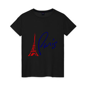 Женская футболка хлопок с принтом Paris (3) в Тюмени, 100% хлопок | прямой крой, круглый вырез горловины, длина до линии бедер, слегка спущенное плечо | france | paris | европа | париж | франция | французский | эйфелева башня