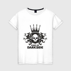 Женская футболка хлопок с принтом King of Dark Side в Тюмени, 100% хлопок | прямой крой, круглый вырез горловины, длина до линии бедер, слегка спущенное плечо | Тематика изображения на принте: king of dark side | король темной стороны | череп