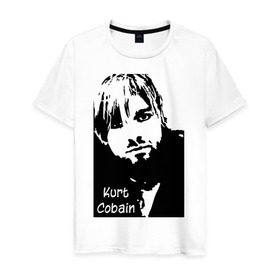 Мужская футболка хлопок с принтом Курт Кобейн в Тюмени, 100% хлопок | прямой крой, круглый вырез горловины, длина до линии бедер, слегка спущенное плечо. | kurt cobain | nirvana | курт кобейн | нирвана