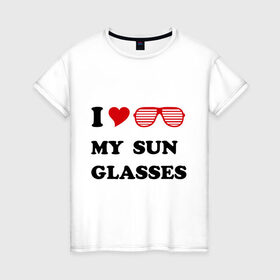 Женская футболка хлопок с принтом Солнцезащитные очки в Тюмени, 100% хлопок | прямой крой, круглый вырез горловины, длина до линии бедер, слегка спущенное плечо | 