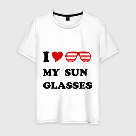 Мужская футболка хлопок с принтом Солнцезащитные очки в Тюмени, 100% хлопок | прямой крой, круглый вырез горловины, длина до линии бедер, слегка спущенное плечо. | 