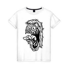 Женская футболка хлопок с принтом Мутант в Тюмени, 100% хлопок | прямой крой, круглый вырез горловины, длина до линии бедер, слегка спущенное плечо | monster | монстр | мутант | пасть | ужас | чодовище | шок