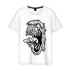 Мужская футболка хлопок с принтом Мутант в Тюмени, 100% хлопок | прямой крой, круглый вырез горловины, длина до линии бедер, слегка спущенное плечо. | monster | монстр | мутант | пасть | ужас | чодовище | шок