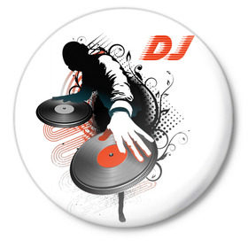 Значок с принтом DJ Blak в Тюмени,  металл | круглая форма, металлическая застежка в виде булавки | dj | music | sound | ди джей | диджей | музыка | трек