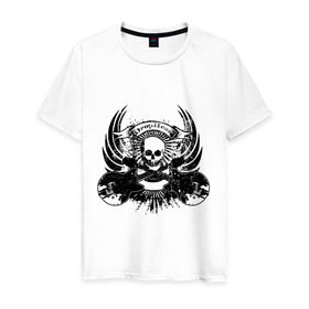 Мужская футболка хлопок с принтом Drop head skull в Тюмени, 100% хлопок | прямой крой, круглый вырез горловины, длина до линии бедер, слегка спущенное плечо. | скелет